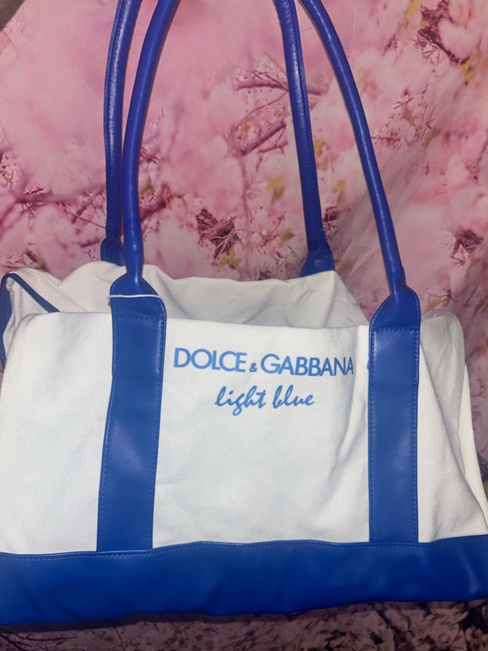 Dolce & Gabbana White and Blue Canvas Tote